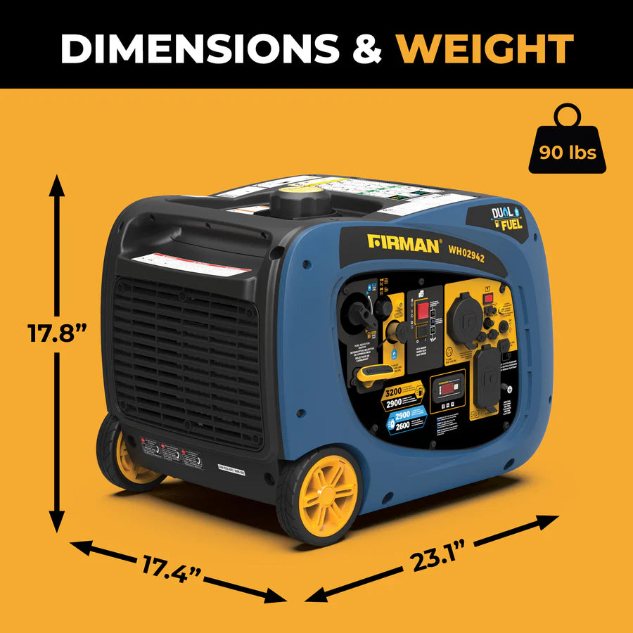 FIRMAN Dual Fuel Generator Electric Start, 3,200/2,900W, view 3