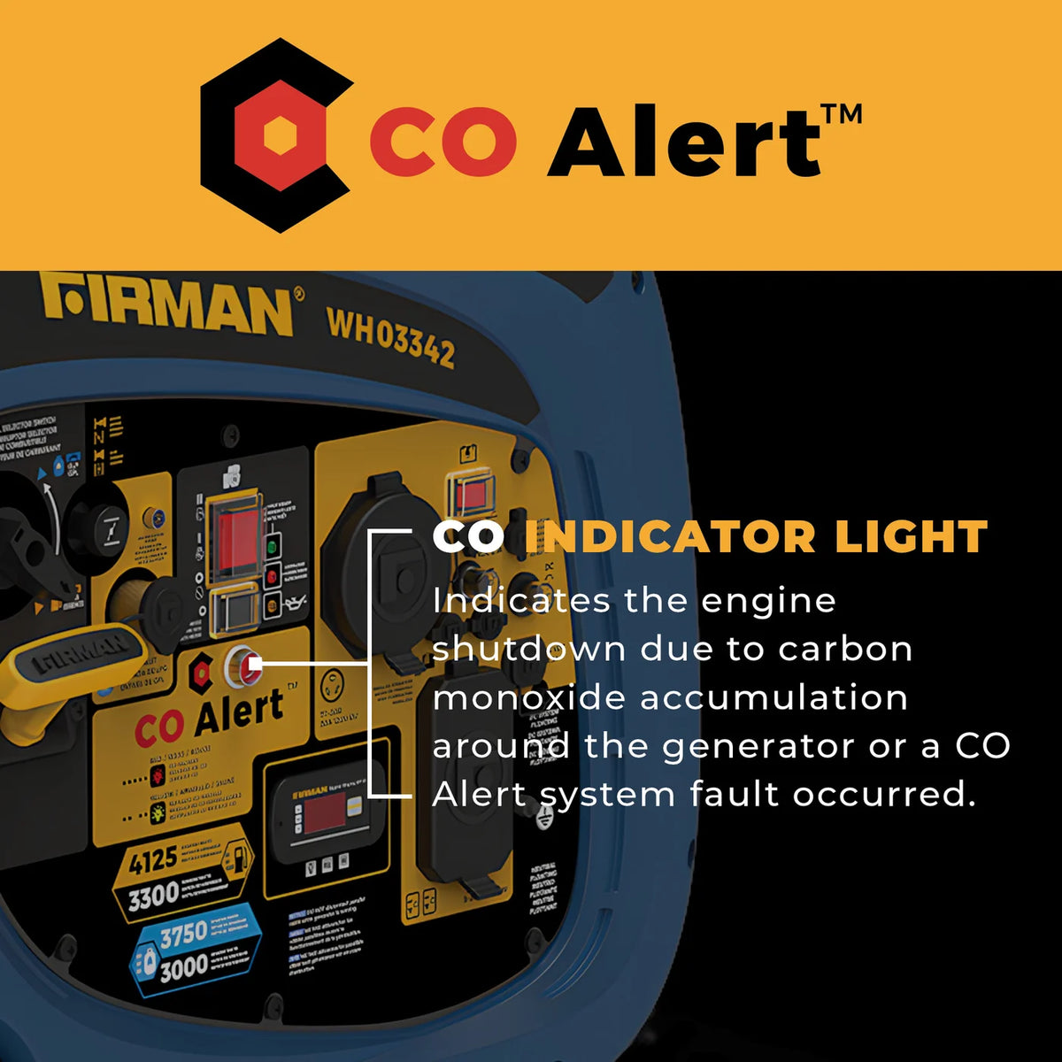FIRMAN Dual Fuel Inverter Portable Generator with CO Alert Electric Start, 4,125/3,300W, view 4