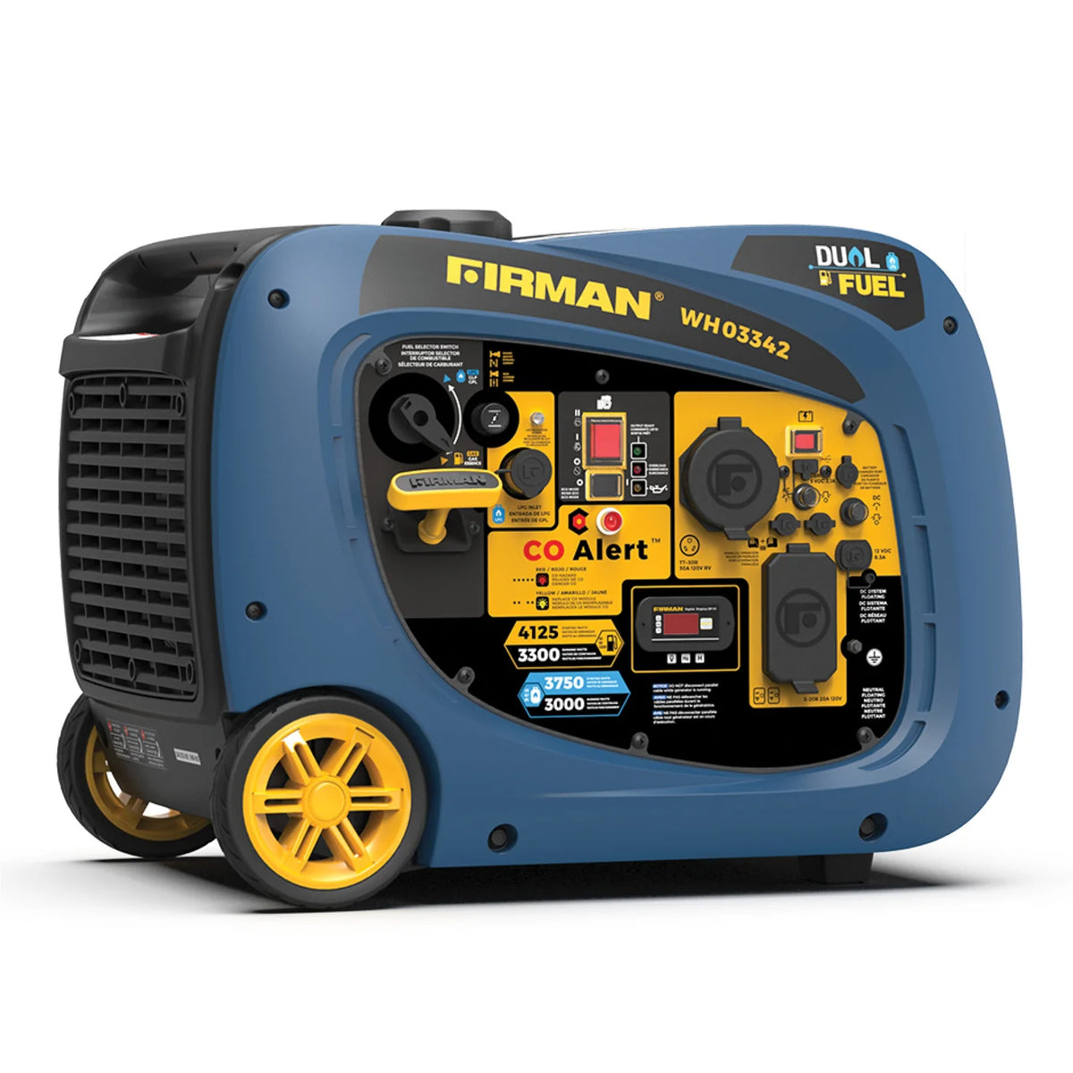 FIRMAN Dual Fuel Inverter Portable Generator with CO Alert Electric Start, 4,125/3,300W