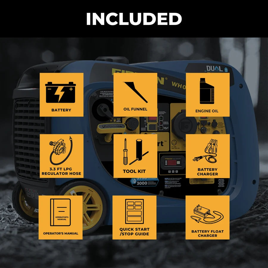 FIRMAN Dual Fuel Inverter Portable Generator with CO Alert Electric Start, 4,125/3,300W, view 2