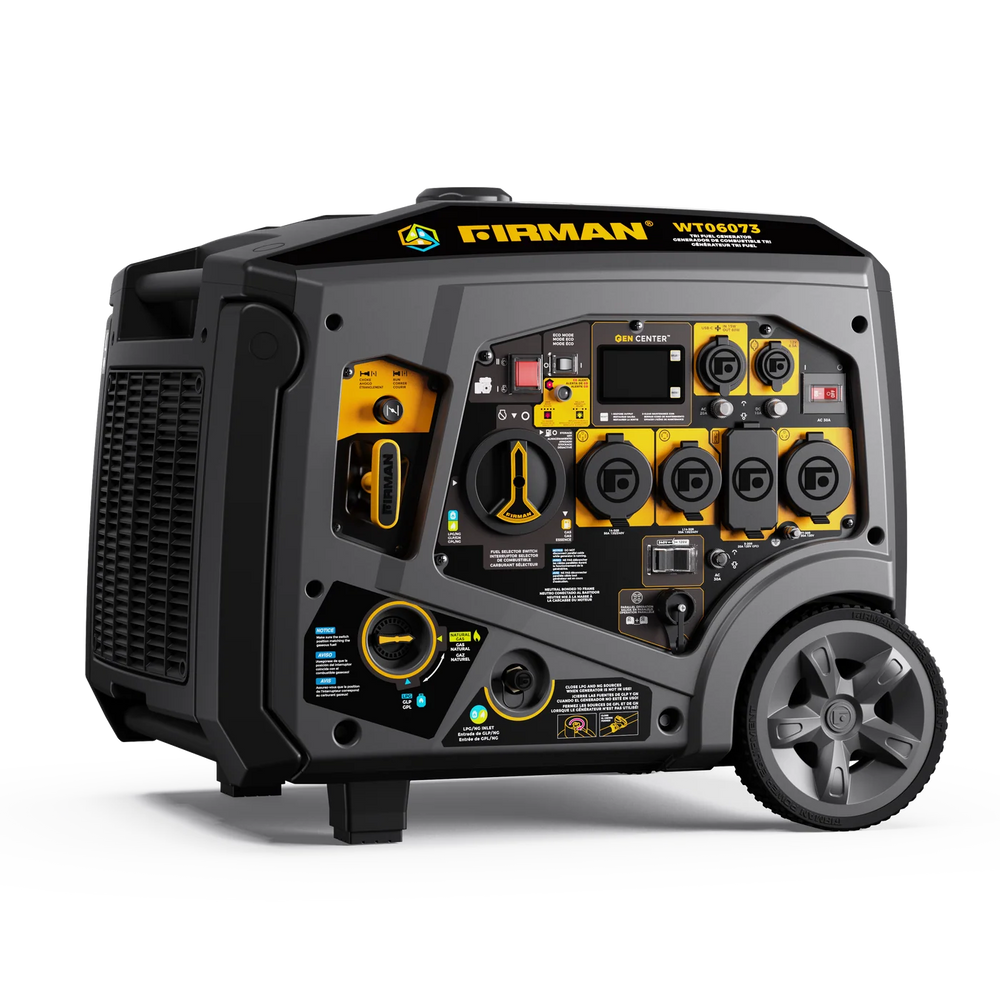 FIRMAN Tri-Fuel Inverter Portable Generator Electric Start with CO Alert, 7,500/6,000W