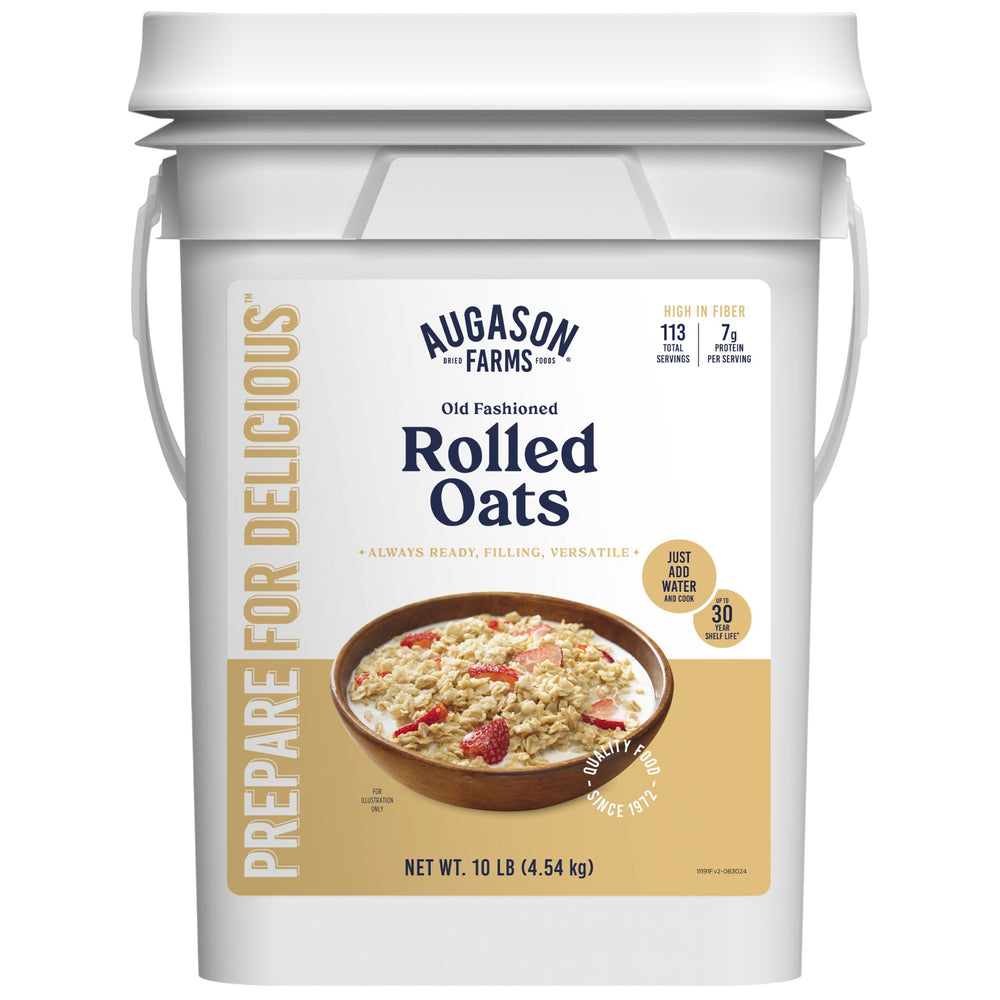 Augason Farms Old Fashioned Rolled Oats 4 Gallon Bucket - 113 Servings