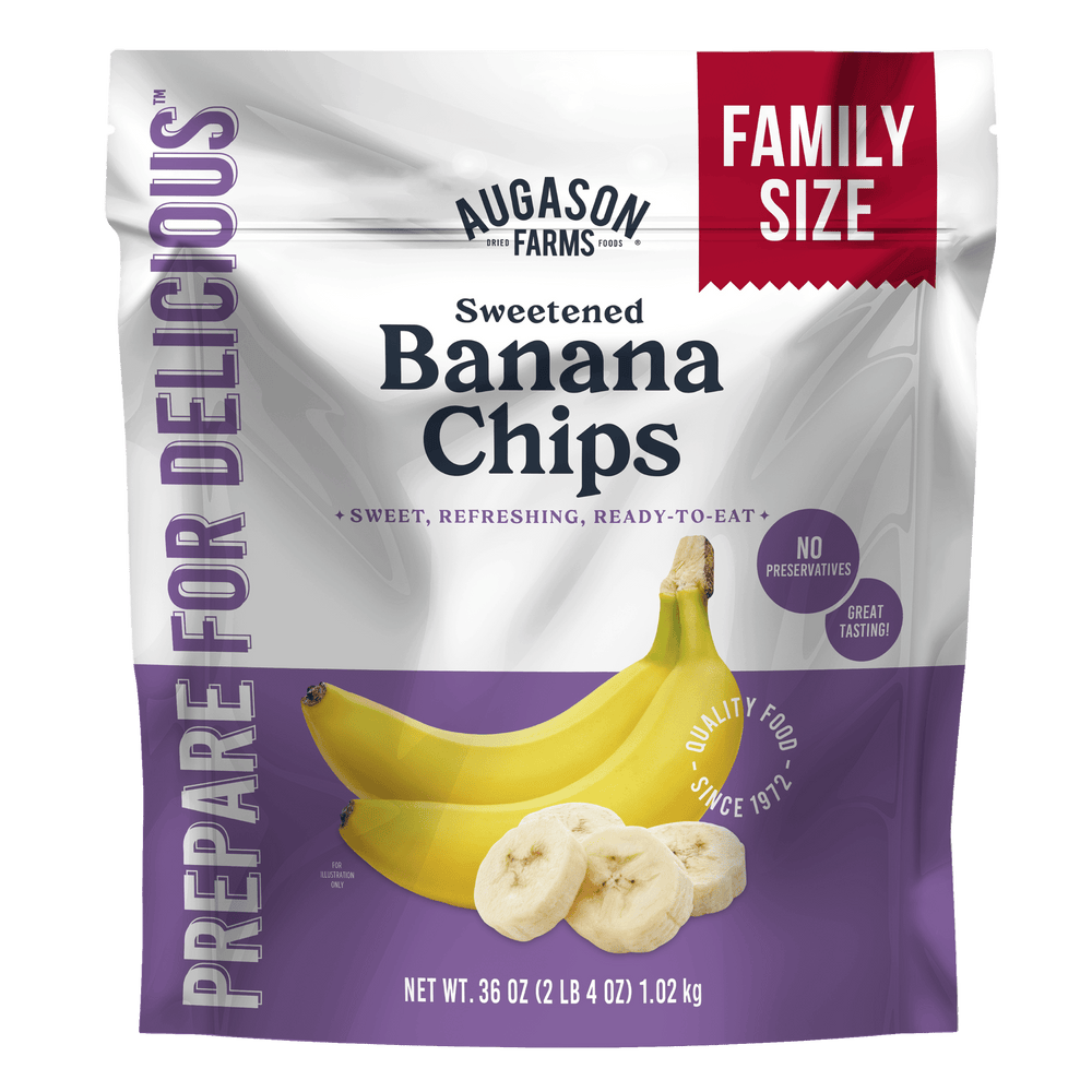 Augason Farms Banana Chips Family Size Pouch - 34 Servings
