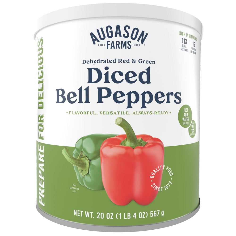 Augason Farms Dehydrated Red and Green Diced Bell Peppers Can - 113 Servings