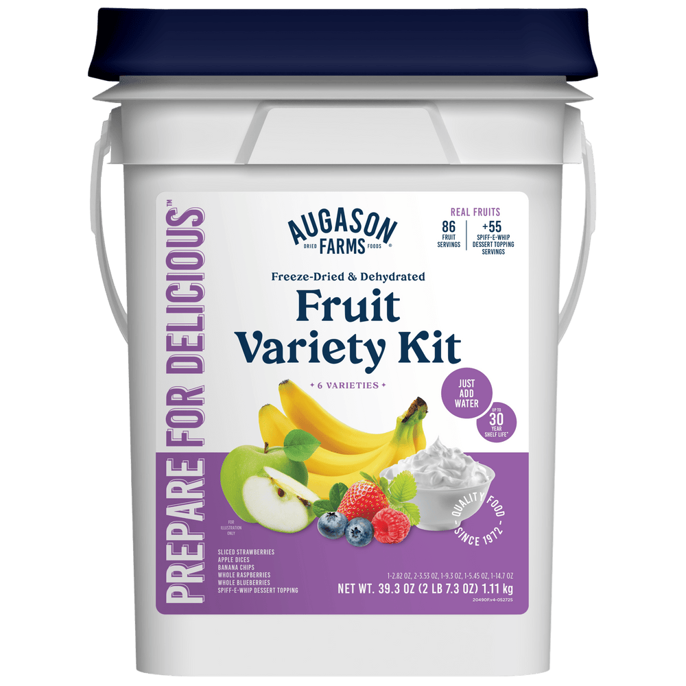 Augason Farms Dehydrated & Freeze Dried Fruit Variety Bucket - 86 Servings