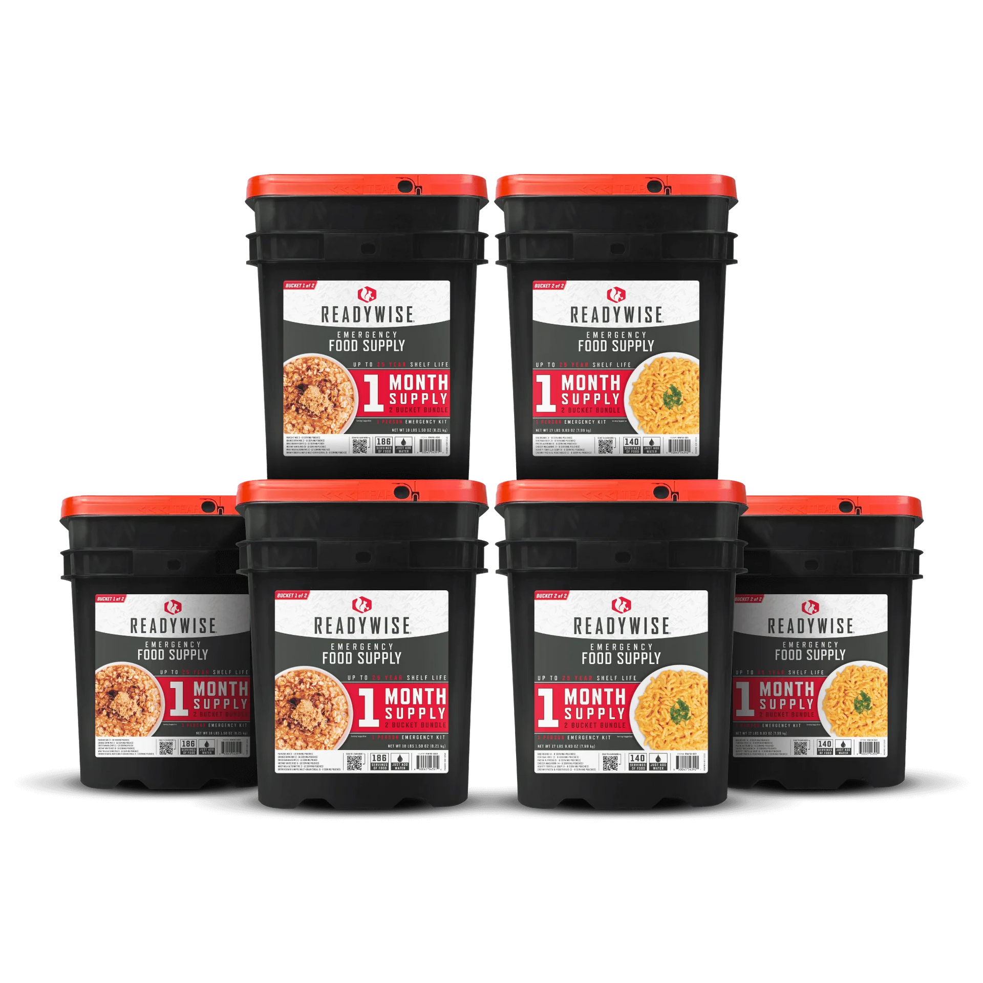 ReadyWise 3 Month Emergency Food Supply – 6 Bucket Bundle