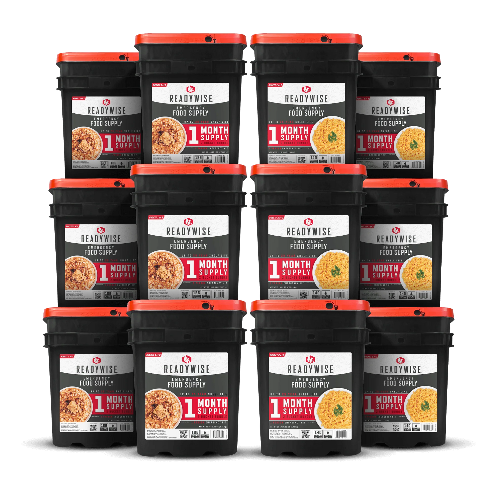 ReadyWise 6 Month Emergency Food Supply – 12 Bucket Bundle