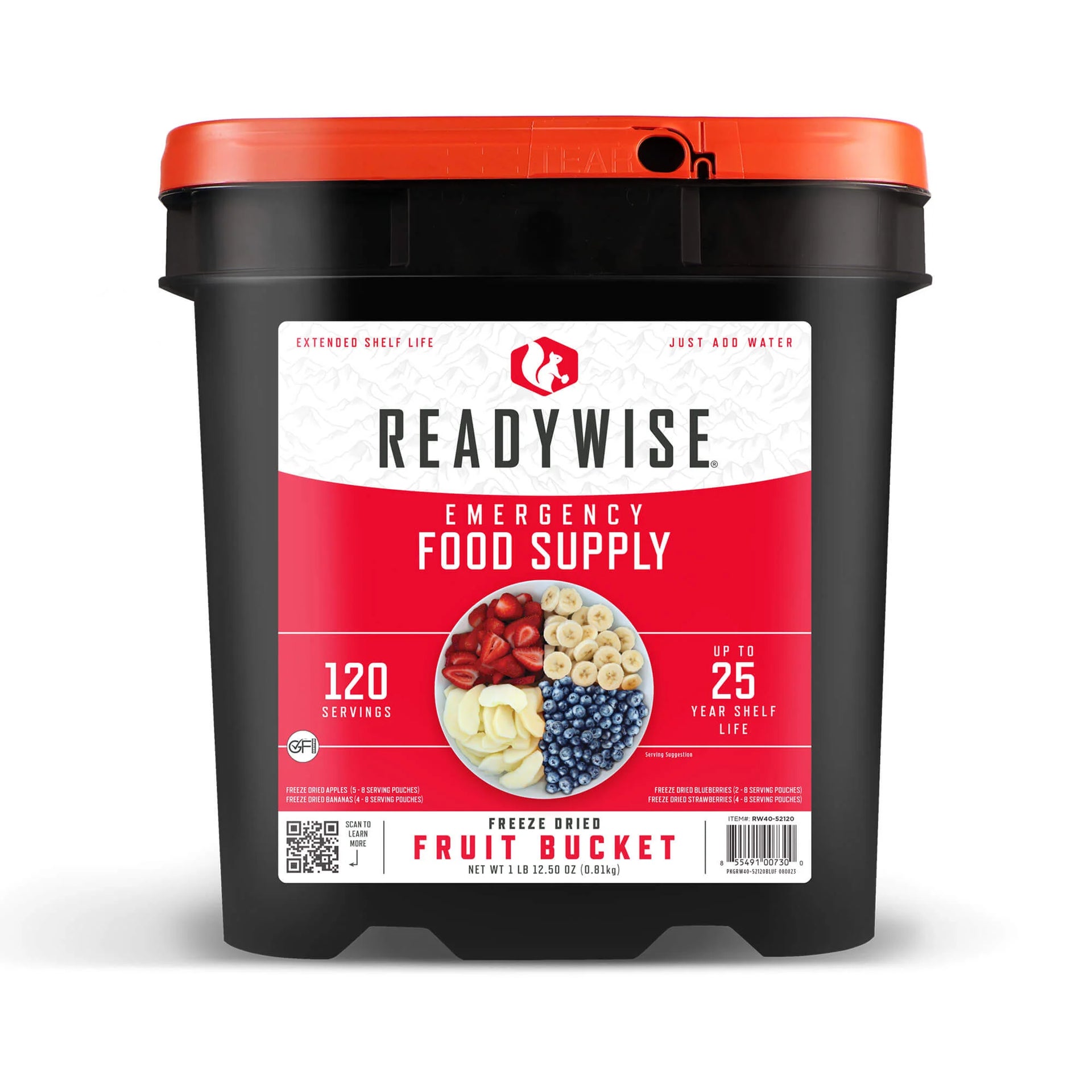 ReadyWise Freeze-Dried Fruit Bucket – 120 Servings
