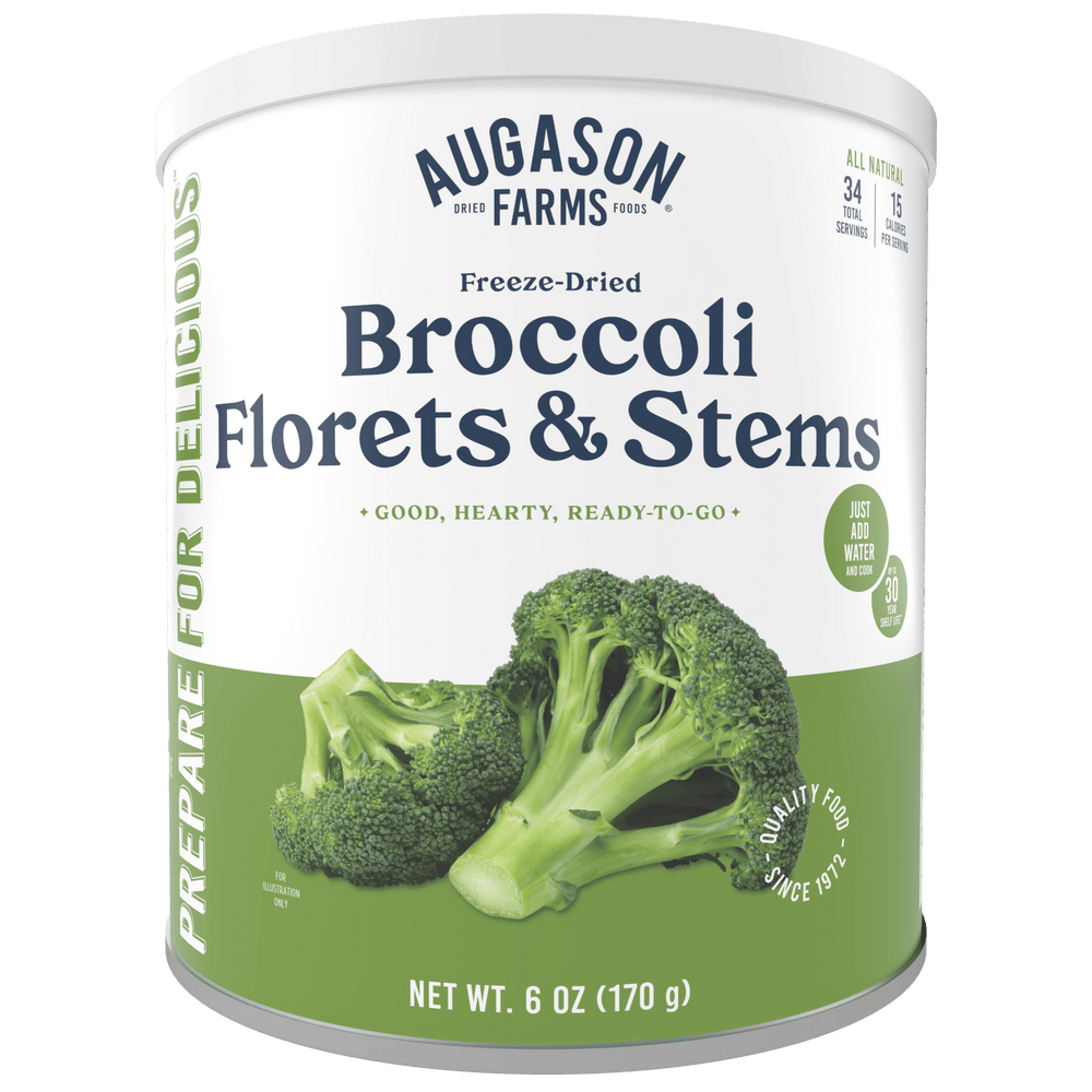 Augason Farms Freeze Dried Broccoli Florets and Stems Can, 34 Servings