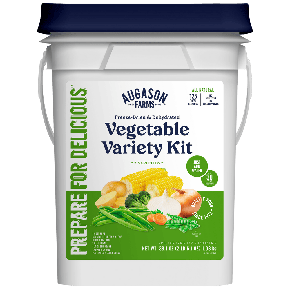 Augason Farms Freeze Dried & Dehydrated Vegetable Variety Kit - 125 Servings
