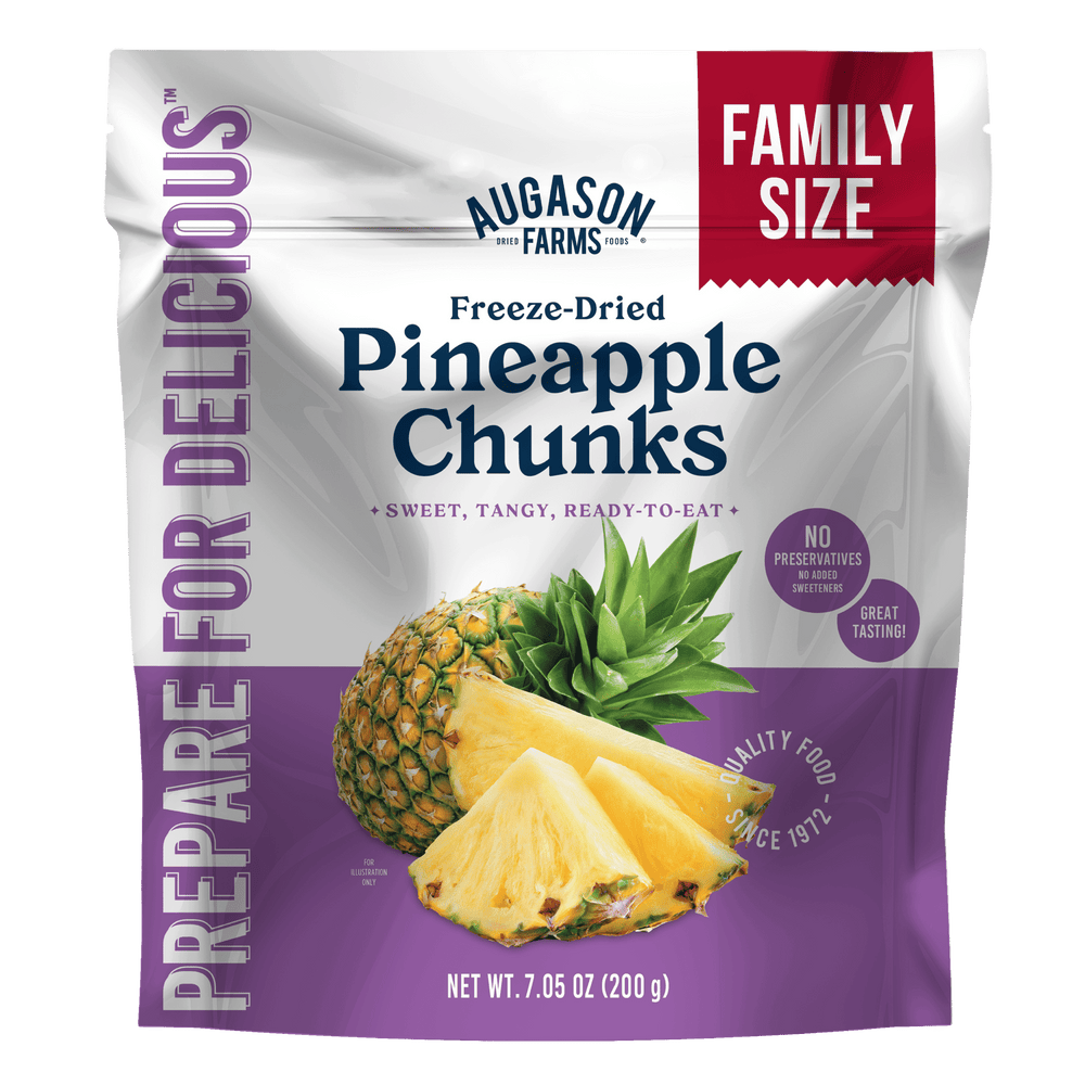 Augason Farms Freeze Dried Pineapple Chunks Family Size Pouch - 20 Servings