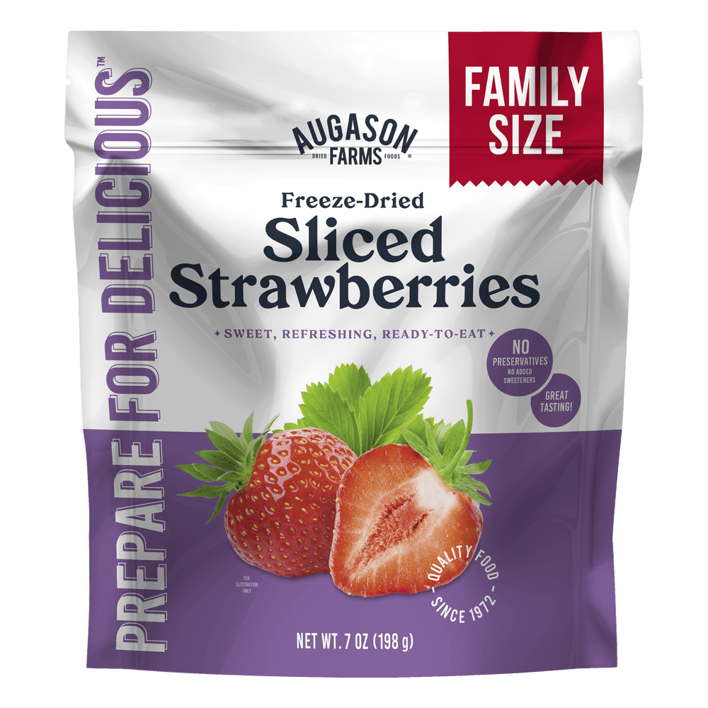 Augason Farms Freeze Dried Sliced Strawberries Family Size Pouch - 20 Servings