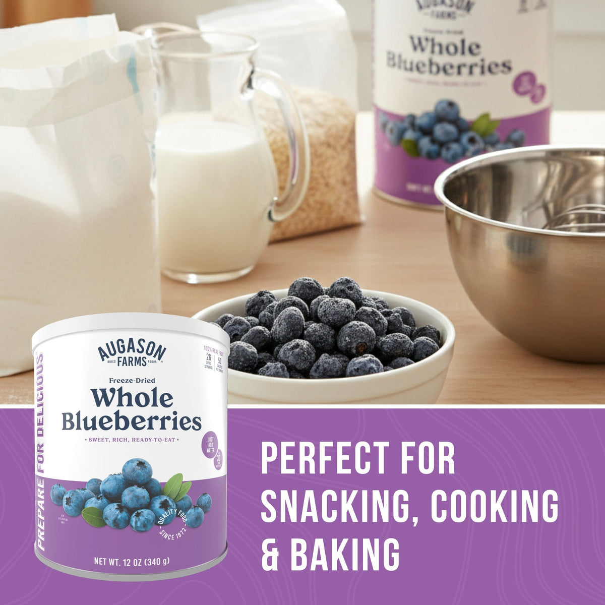 Augason Farms Freeze Dried Whole Blueberries Can, 26 Servings, view 7
