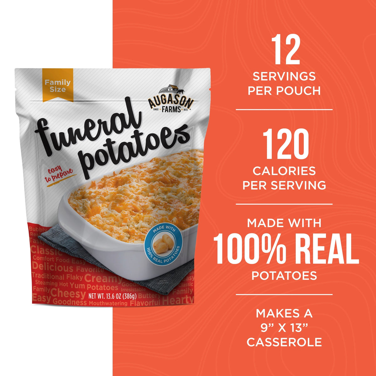 Augason Farms Funeral Potatoes Pouch, Cheesy Potato Casserole, 12 Servings, view 2