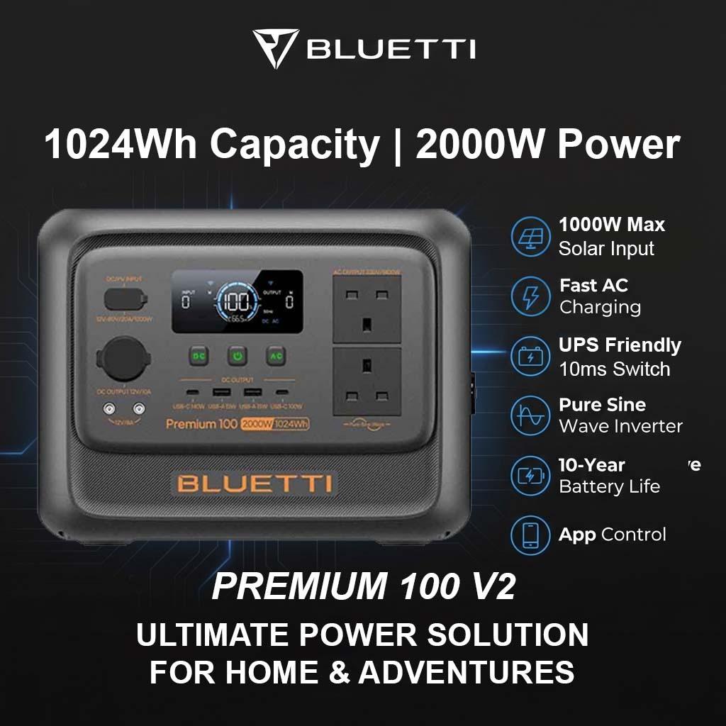 BLUETTI Premium 100 V2 Portable Power Station, 1,024Wh/2,000W, view 2