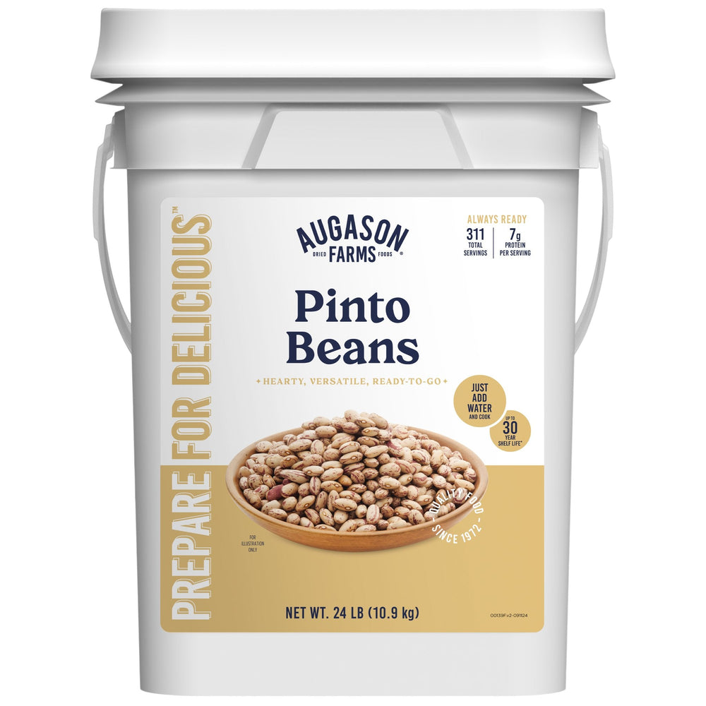 Augason Farms Dried Pinto Beans 4 Gallon Bucket - 311 Servings